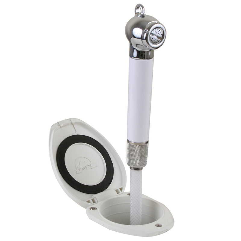 Load image into Gallery viewer, Scandvik Recessed Shower w6 White Hose  PushButton 12106P
