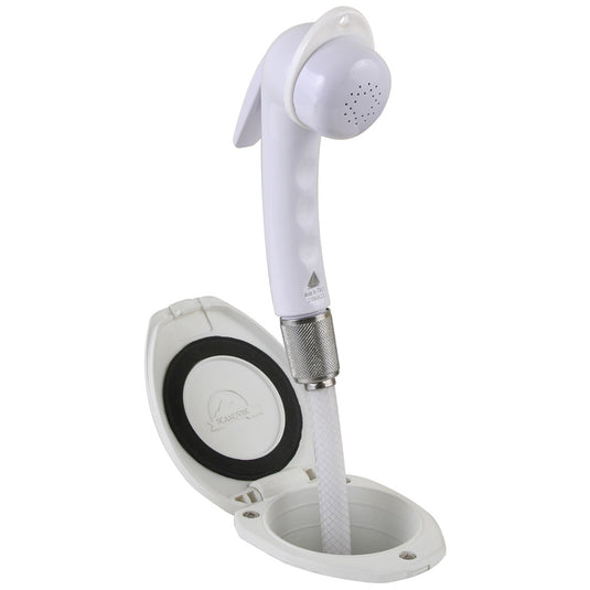 Scandvik Recessed Shower w6 White Hose  Euro Trigger Sprayer 12107P