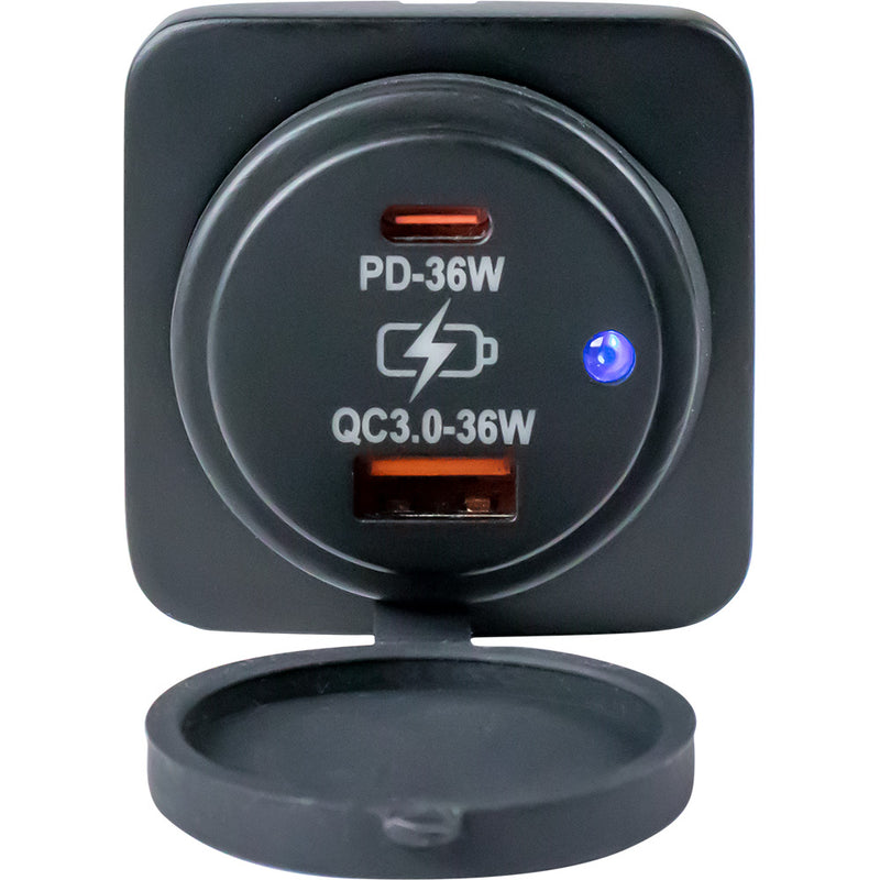 Load image into Gallery viewer, SeaDog USB A  USB C Square Surface Mount Power Socket 4265311
