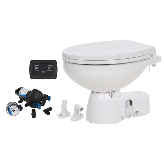 Jabsco Quiet Flush E2 Raw Water Toilet Regular Bowl  12V  Soft Close Lid 382454192RSP
