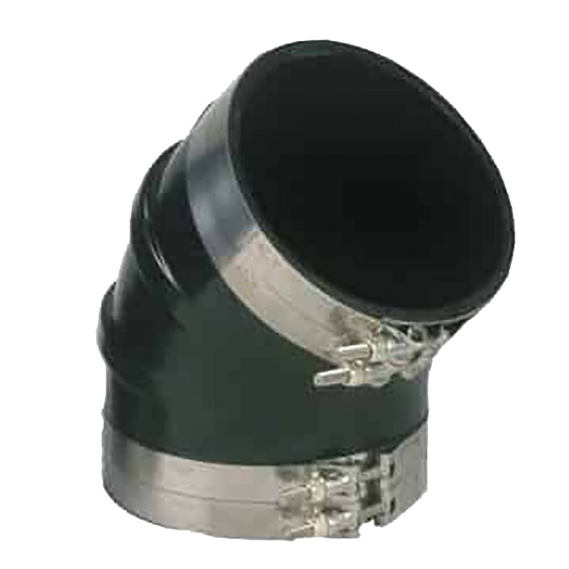 Load image into Gallery viewer, Trident Marine 4 ID 45Degree EPDM Black Rubber Molded Wet Exhaust Elbow w4 TBolt Clamps TRL445SS
