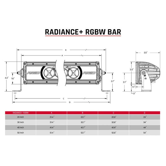 RIGID Industries Radiance  20 Light Bar  RGBW 220053