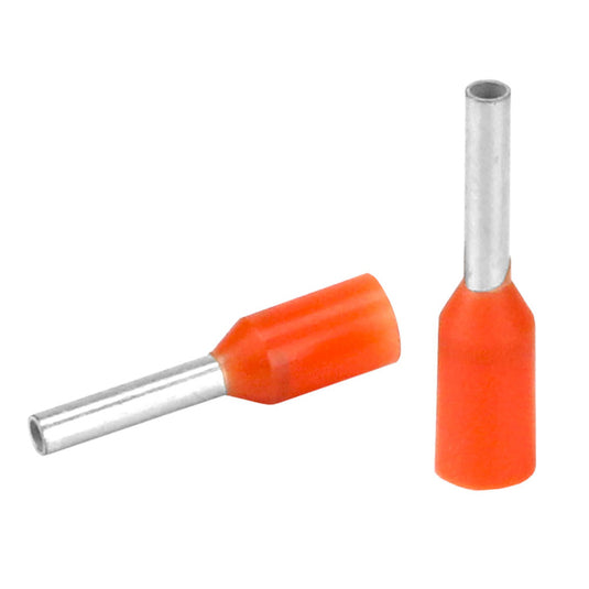 Pacer Orange 2022 AWG Wire Ferrule  6mm Length  25 Pack TFRL226MM25