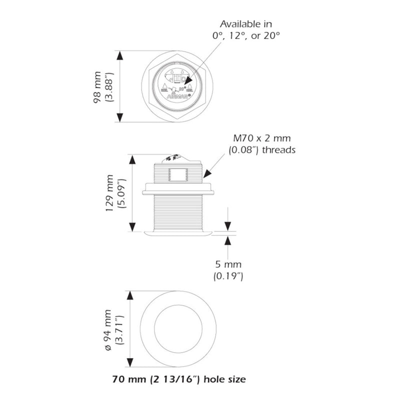 Load image into Gallery viewer, Airmar B75HW High Wide Chirp Transducer  12 Degree Deadrise 600W Thru Hull B75C12HWMM
