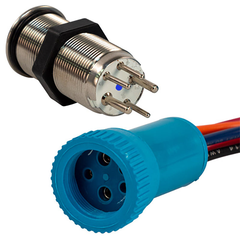 Load image into Gallery viewer, Bluewater 19mm Push Button Switch  OffOnOn Contact  BlueGreenRed LED  4 Lead 905731134
