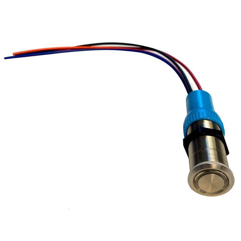Load image into Gallery viewer, Bluewater 22mm Push Button Switch  OffOnOn Contact  BlueGreenRed LED  4 Lead 905931134
