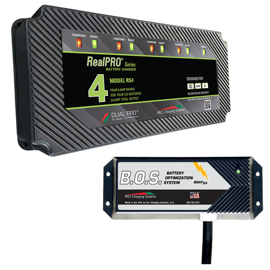 Dual Pro RS4 4 Bank Battery Charger w3 Bank BOS RS4BOS12V3