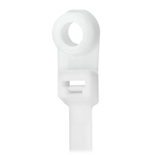 Pacer 8 Cable Tie wMounting Ring  Natural Color  50lb Tensile Strength  2 Bundle Diameter  100 Piece Bag CTMR2S100