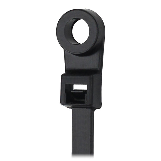 Pacer 8 Cable Tie wMounting Ring  Black  50lb Tensile Strength  2 Bundle Diameter  100 Piece Bag CTMR2S100BK