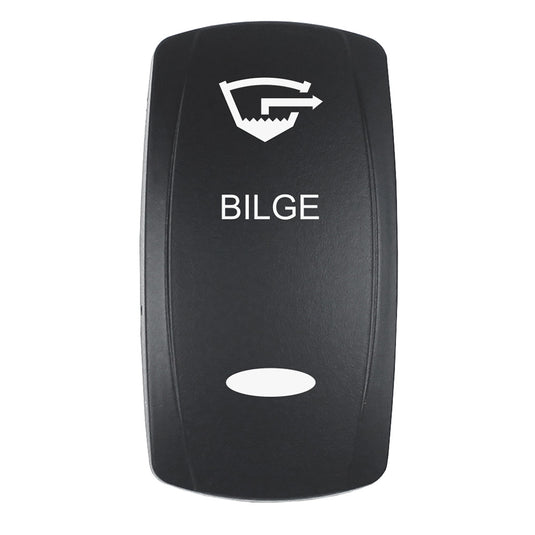 Pacer Actuator  BILGE fV Series Contura Switches  Black  Laser Etched TopBottom Light EV2LEBLG