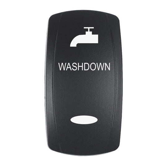 Pacer Actuator  WASHDOWN fV Series Contura Switches  Black  Laser Etched TopBottom Light EV2LEWSHDWN