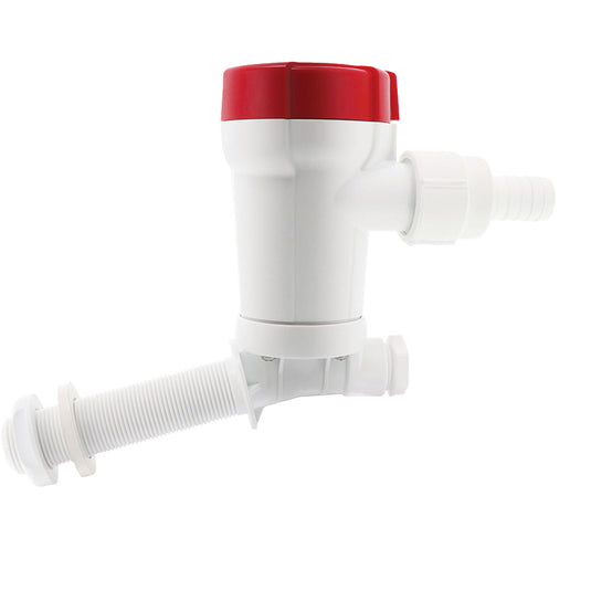 Rule 500 GPH Livewell Pump Angled ThruHull Inlet 601C