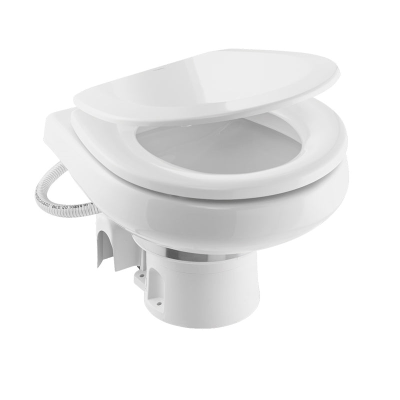Load image into Gallery viewer, Dometic MasterFlush 7260 White Electric Macerating Toilet wOrbit Base  Raw Water  12V 9610007285
