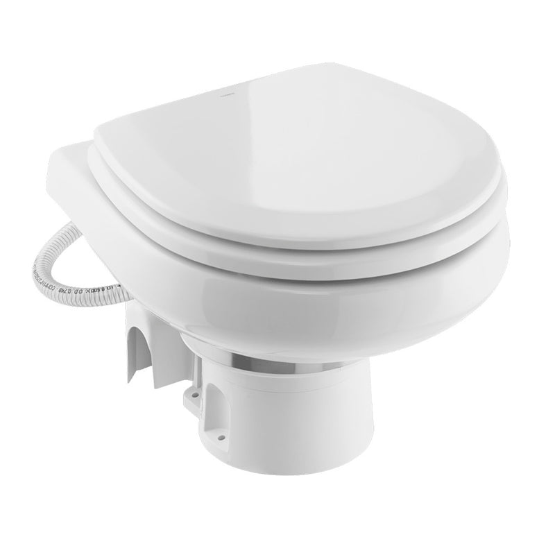 Load image into Gallery viewer, Dometic MasterFlush 7260 White Electric Macerating Toilet wOrbit Base  Raw Water  12V 9610007285
