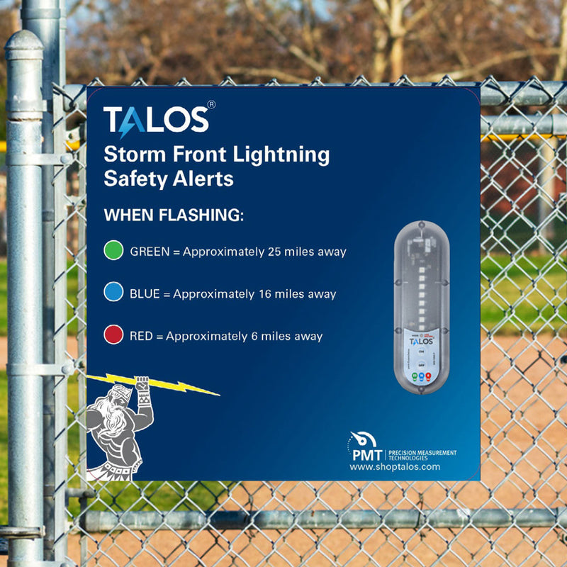 Load image into Gallery viewer, TALOS Standard Lightning Detector w14x14 Safety Information Sign SFD1414PMTB
