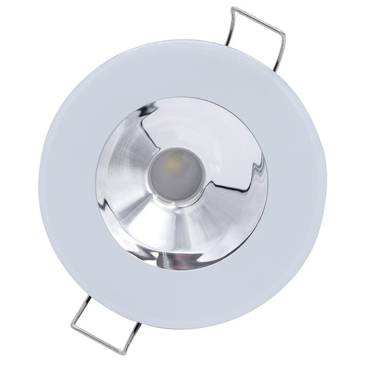 Lumitec Illusion Flush Mount LED Down Light  Spectrum RGBW  Cool White  White Housing  Chrome Reflector 117137