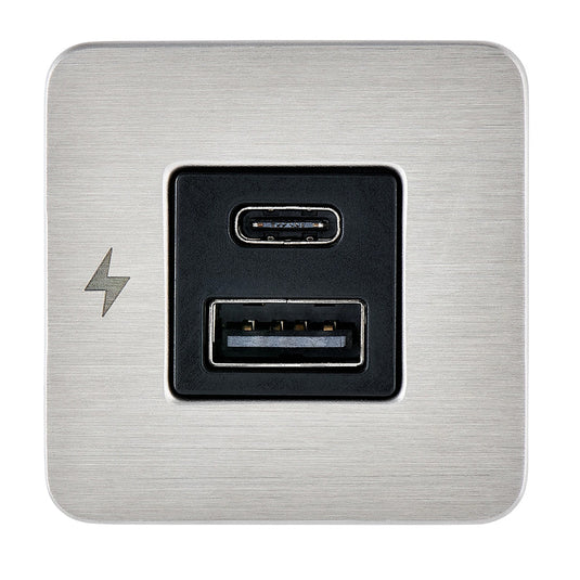 Scanstrut TILE USBAUSBC Interior Charging Socket  1224V  Stainless Steel Bezel SCTILE11