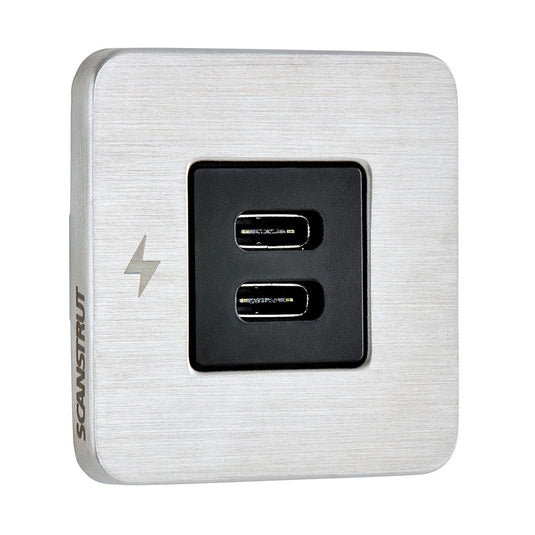 Scanstrut TILE USBC Interior Charging Socket  1224V  Stainless Steel Bezel SCTILE21