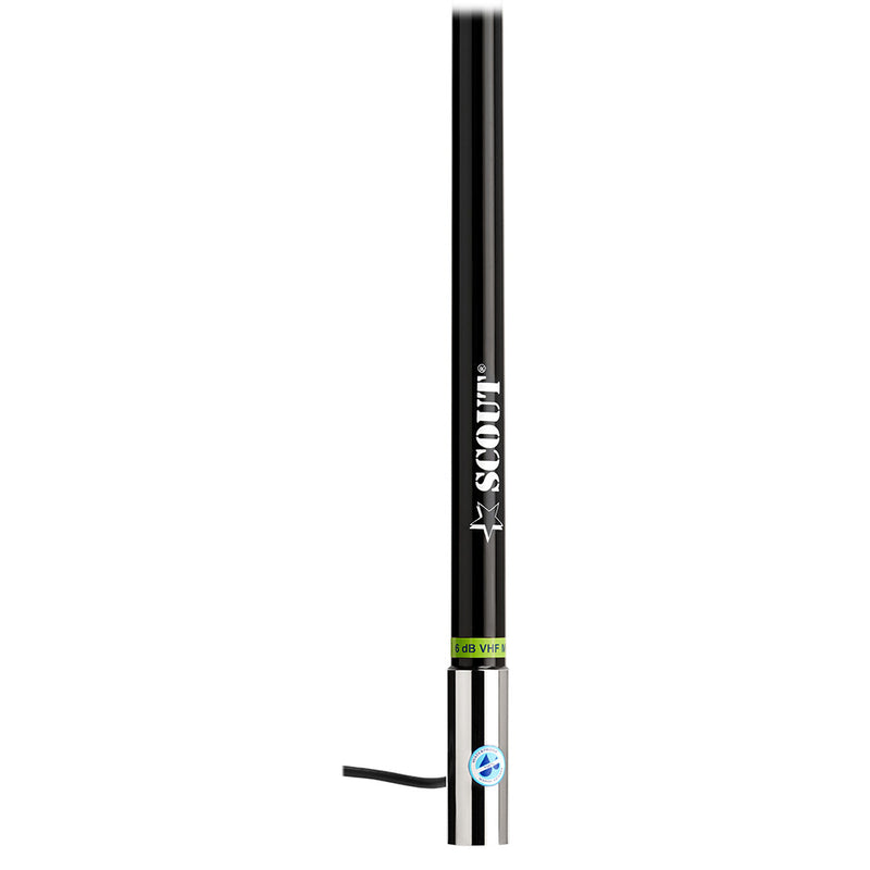 Load image into Gallery viewer, Scout 8 Black VHF Antenna 6dB Heavy Stainless Steel Ferrule w6M RG8x Includes PL259 Heavy Duty Offshore Antenna KS43 PF
