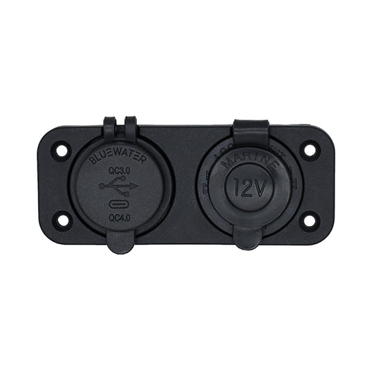 Bluewater Dual USBUSBC 12V Combo Receptacle wPlate 30004011