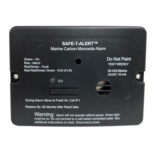 SafeTAlert 62 Series Carbon Monoxide Alarm  24V Flush Mount  Black wRelay 62542RBL24V