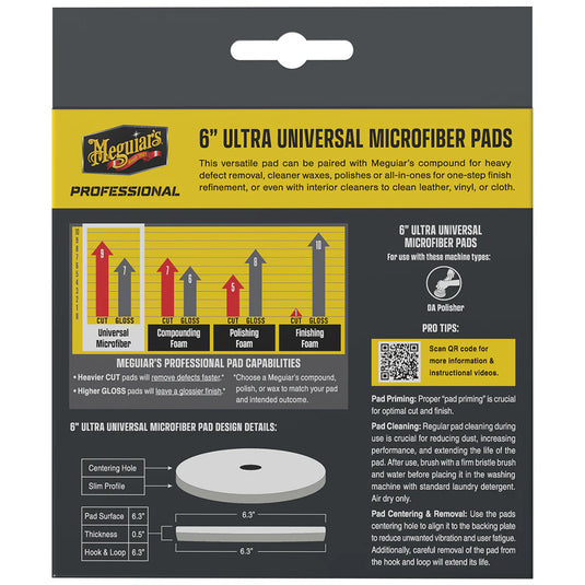 Meguiars Professional 6 Ultra Universal Microfiber Pads 2Pack M6MFP2