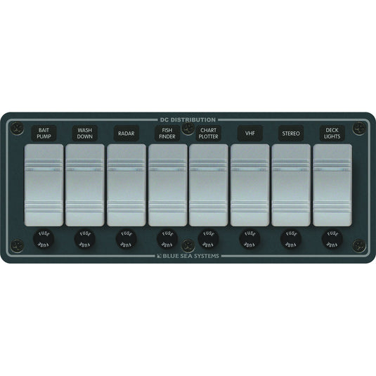 Blue Sea 8261 Waterproof Panel 8 Position  Slate Grey 8261