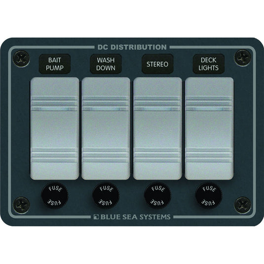 Blue Sea 8262 Waterproof Panel 4 Position  Slate Grey 8262