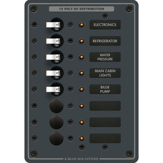 Blue Sea 8023 DC 8 Position Circuit Breaker  White Switches 8023