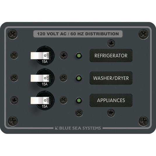 Blue Sea 8058 AC 3 Position Toggle Circuit Breaker Panel  White Switches 8058