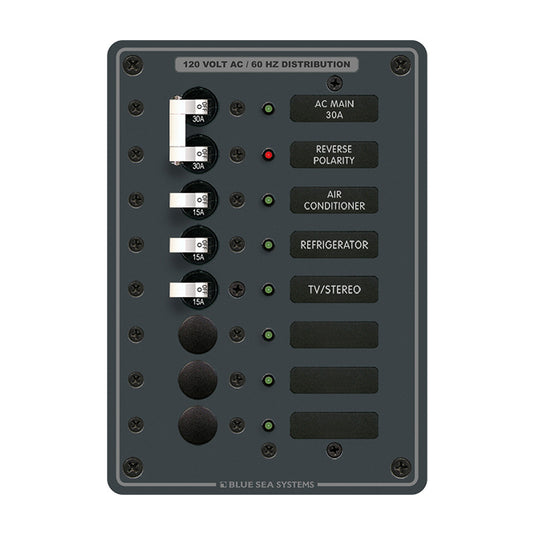 Blue Sea 8027 AC Main 6 Position Breaker Panel  White Switches 8027