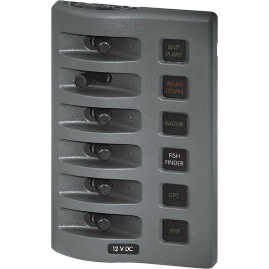 Blue Sea 4306 WeatherDeck Water Resistant Fuse Panel  6 Position  Grey 4306