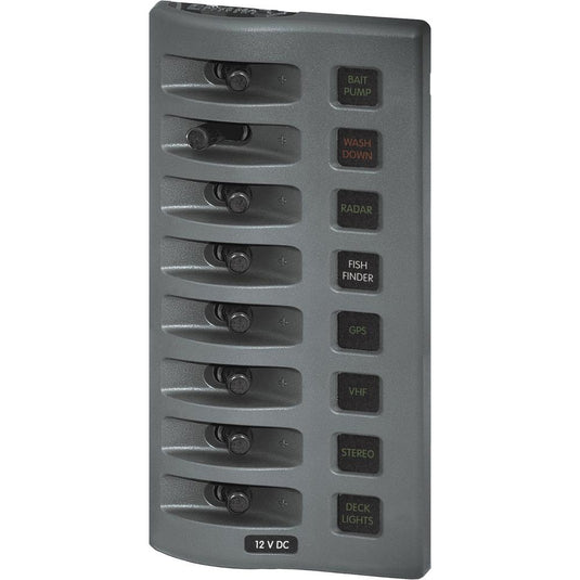 Blue Sea 4308 WeatherDeck Water Resistant Fuse Panel  8 Position  Grey 4308