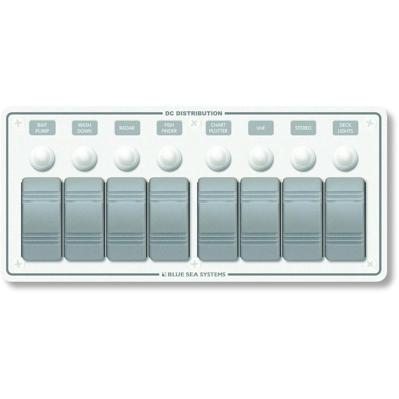 Load image into Gallery viewer, Blue Sea 8271 Water Resistant Panel  8 Position  White  Horizontal Mount 8271
