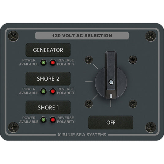 Blue Sea 8366 AC Rotary Switch Panel 30 Ampere 3 Positions  OFF 2 Pole 8366