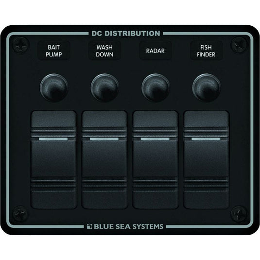 Blue Sea 8372 Water Resistant 4 Position  Black  Horizontal Mount Panel 8372