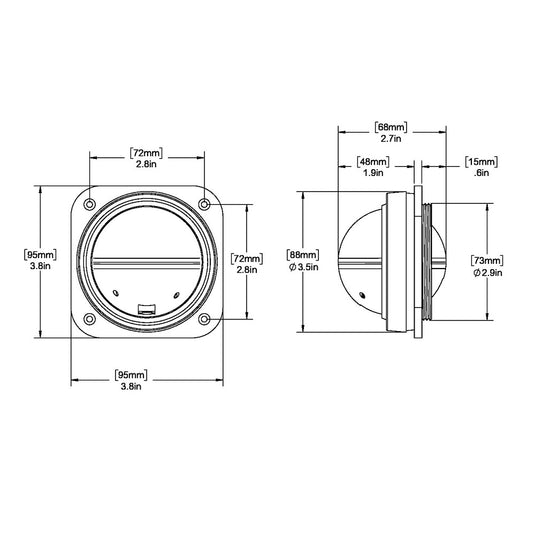 Ritchie V527 Kayak Compass  Bulkhead Mount  White Dial V527