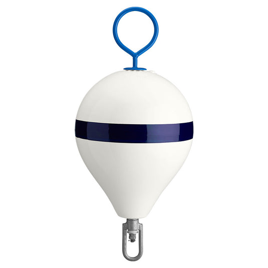 Polyform 135 CM Mooring Buoy wGalvanized Iron  White Blue Stripe CM2 WHT WSTR