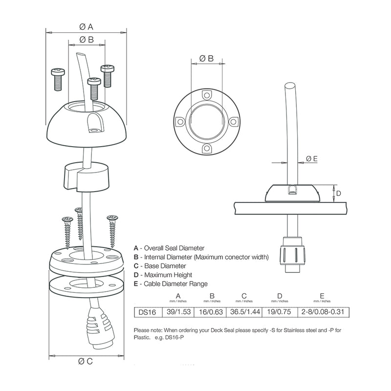 Load image into Gallery viewer, Scanstrut DS16S Vertical Cable Seal  Stainless Steel DS16S
