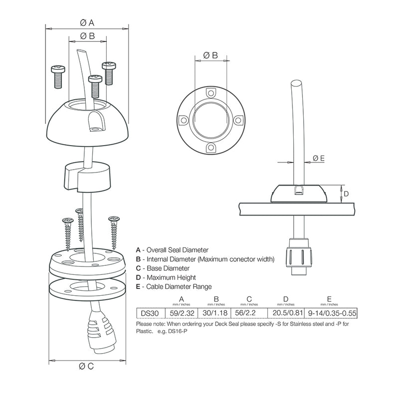 Load image into Gallery viewer, Scanstrut DS30S Vertical Cable Seal  Stainless Steel DS30S

