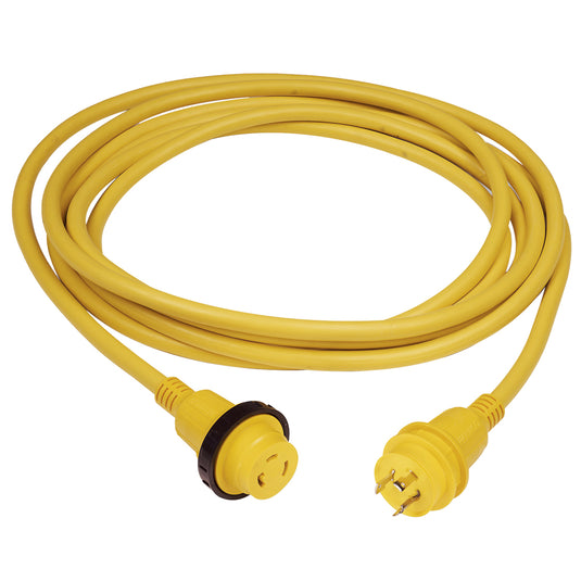 Marinco 30 Amp PowerCord PLUS Cordset wPowerOn LED  Yellow 50ft 199119