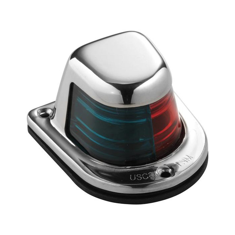 Load image into Gallery viewer, Attwood 1Mile Deck Mount BiColor RedGreen Combo Sidelight  12V  Stainless Steel Housing 663187
