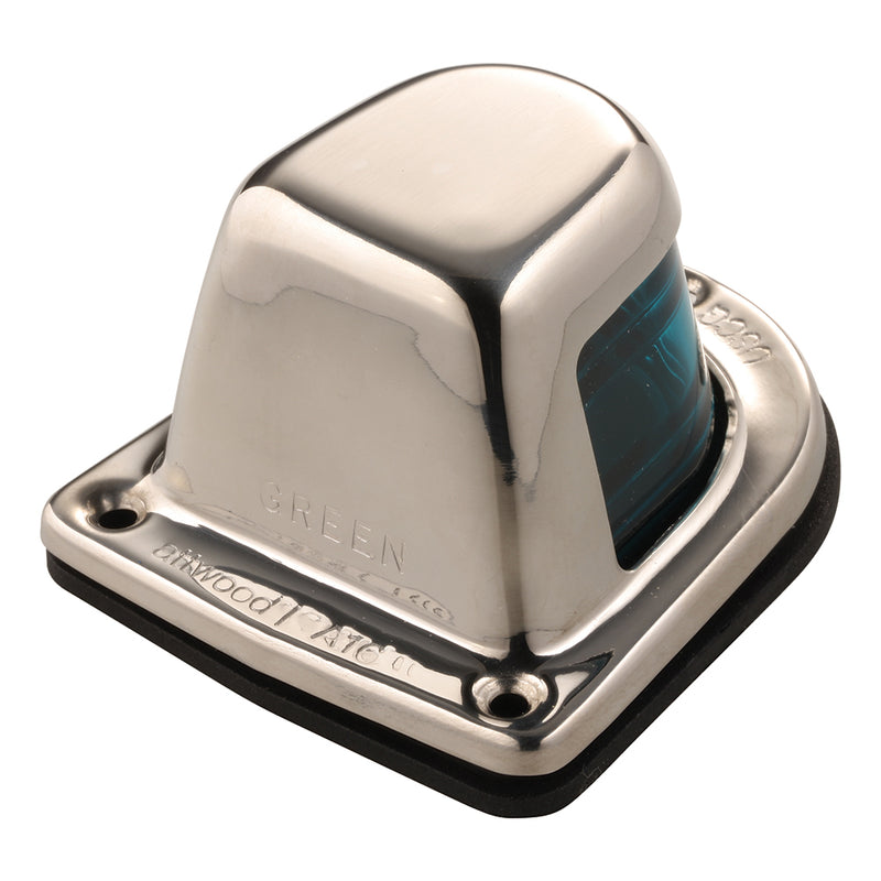 Load image into Gallery viewer, Attwood 1Mile Deck Mount Green Sidelight  12V  Stainless Steel Housing 66319G7
