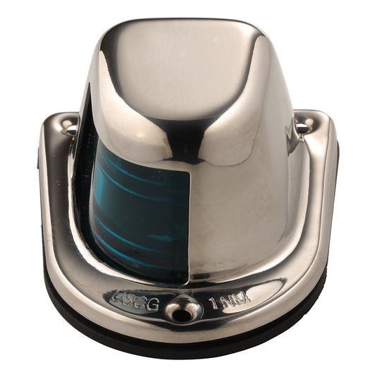 Attwood 1Mile Deck Mount Green Sidelight  12V  Stainless Steel Housing 66319G7