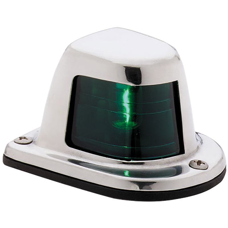 Load image into Gallery viewer, Attwood 1Mile Deck Mount Green Sidelight  12V  Stainless Steel Housing 66319G7
