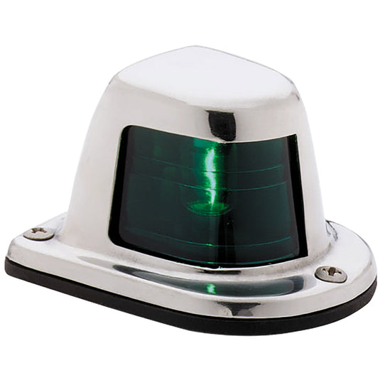 Attwood 1Mile Deck Mount Green Sidelight  12V  Stainless Steel Housing 66319G7