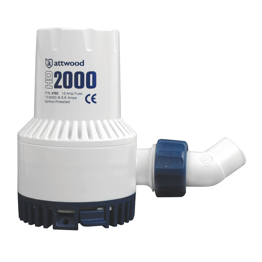 Attwood HeavyDuty Bilge Pump 2000 Series  12V  2000 GPH 47604