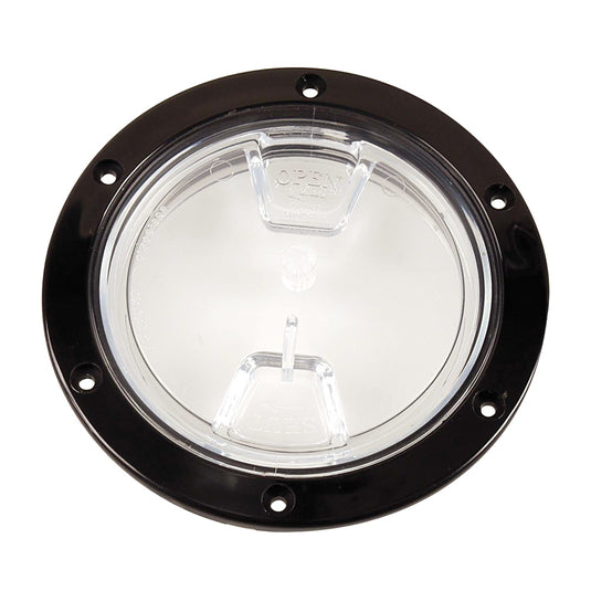 Beckson 4 Clear Center Screw Out Deck Plate  Black DP40BC