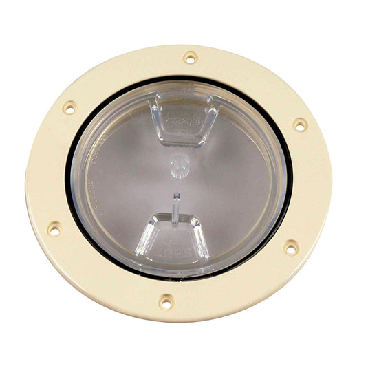 Beckson 4 Clear Center ScrewOut Deck Plate  Beige DP40NC