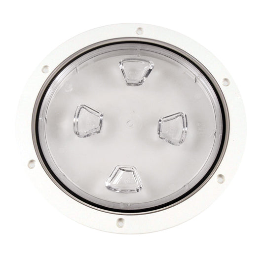 Beckson 8 Clear Center ScrewOut Deck Plate  White DP80WC